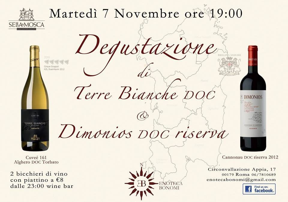 Roma, 7 novembre – Degustazione di Terre Bianche Doc & Dimonius Doc riserva