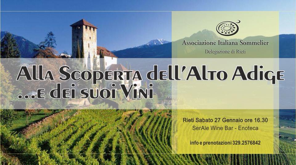 Rieti, 27 gennaio – Alla Scoperta dell’Alto Adige e dei suoi Vini
