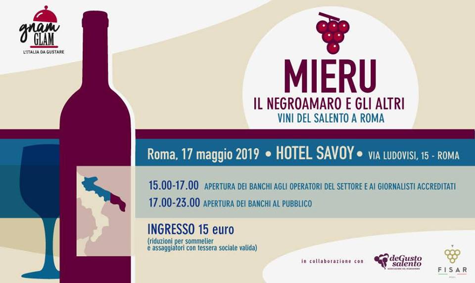 Roma, 17 maggio – MIERU Il Negroamaro e gli altri vini del Salento a Roma