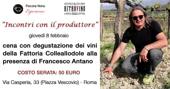 Roma, 8 febbraio – Cena con degustazione dei vini di Fattoria Colleallodole